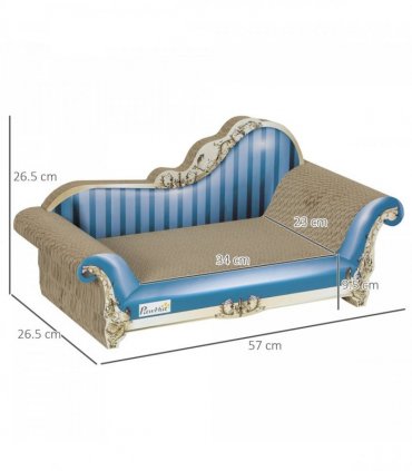 PawHut 2 in1 Cat Scratcher with Catnip, Cardboard Lounge Bed, Blue