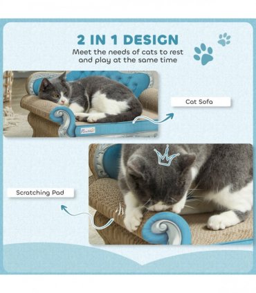 PawHut 2 in 1 Cardboard Cat Scratching Board with Catnip for Indoor Cats