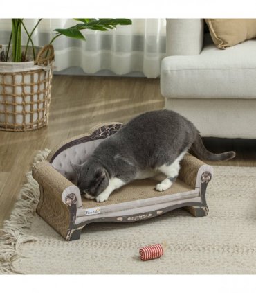 PawHut Cat Scratching Board with Organic Catnip for Indoor Cats, Brown