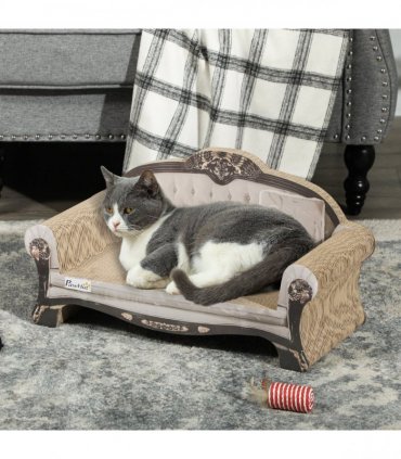 PawHut Cat Scratching Board with Organic Catnip for Indoor Cats, Brown