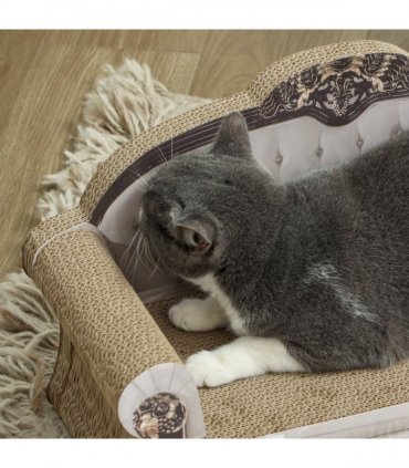 PawHut Cat Scratching Board with Organic Catnip for Indoor Cats, Brown