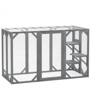 PawHut 71"Wooden Cat House with 3 Platforms, Large Door for Multiple Cats