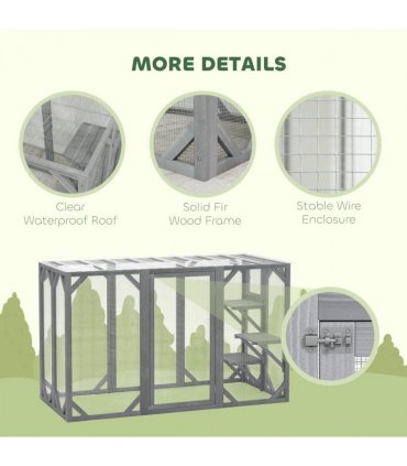 PawHut 71"Wooden Cat House with 3 Platforms, Large Door for Multiple Cats