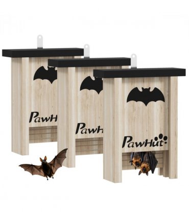 PawHut 3PCs Bat Boxes Designed to Attract Bats, 18 x 6 x 22.5 cm
