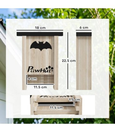 PawHut 3PCs Bat Boxes Designed to Attract Bats, 18 x 6 x 22.5 cm