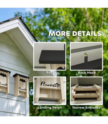 PawHut 3PCs Bat Boxes Designed to Attract Bats, 18 x 6 x 22.5 cm