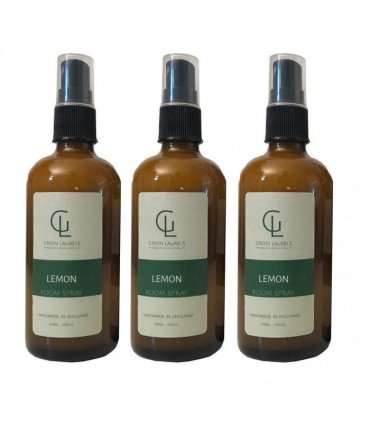 Aqueous Lemon Room Spray 100ml in Amber Glass, 3 Bottles