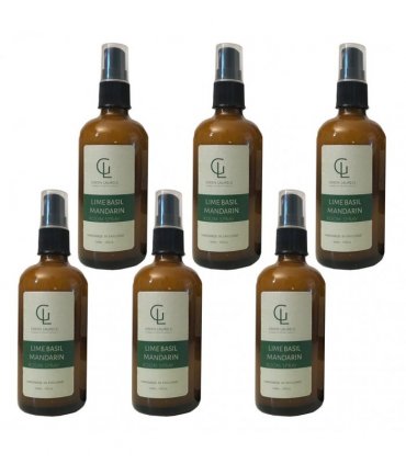 Aqueous Lime Basil Mandarin Room Spray 100ml in Amber Glass, 6 Bottles