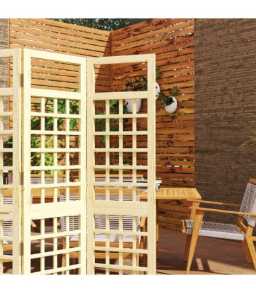 Outsunny 3-Panel Wooden Garden Privacy Screen, Natural Wood Finish