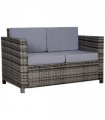Outsunny Rattan Wicker 2-seat Sofa Loveseat Padded Garden Furniture Grey