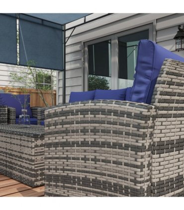 Outsunny 6 PCS Patio Rattan Sofa Set Conversation Furniture Navy Blue