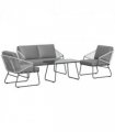 Outsunny 4 Piece Rattan Garden Furniture Set with Cushions, Grey