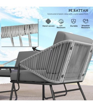 Outsunny 4 Piece Rattan Garden Furniture Set with Cushions, Grey