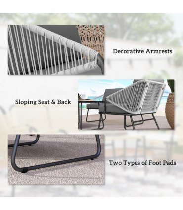 Outsunny 4 Piece Rattan Garden Furniture Set with Cushions, Grey