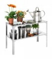 Outsunny 2 Tier Potting Bench Table, Galvanised Work Bench, Silver Tone