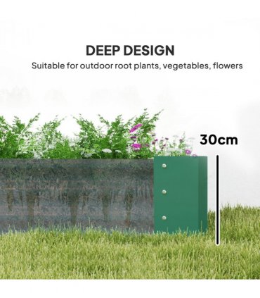 Outsunny Galvanised Raised Garden Bed, 180x90x30cm Raised Planter, Green