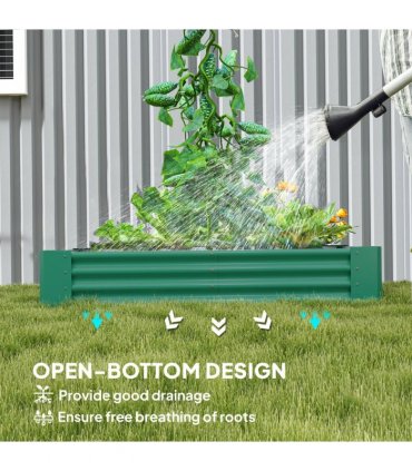 Outsunny Galvanised Raised Garden Bed, 180x90x30cm Raised Planter, Green