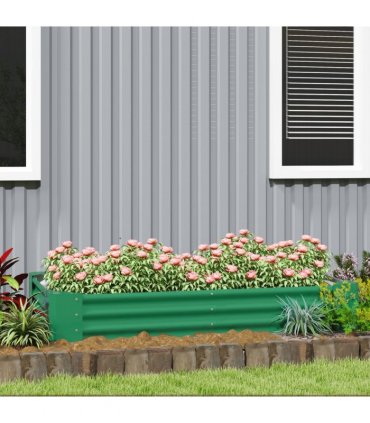 Outsunny Galvanised Raised Garden Bed, 180x90x30cm Raised Planter, Green