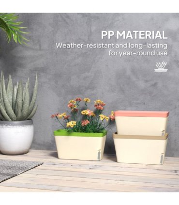 Outsunny 3 Pcs Self Watering Plant Pots w/ Visual Water Level Window
