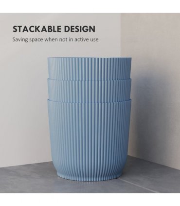 Outsunny Set of 2 Round Plant Pots Outdoor 22cm for Garden Decoration, Blue