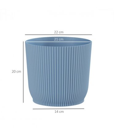 Outsunny Set of 2 Round Plant Pots Outdoor 22cm for Garden Decoration, Blue