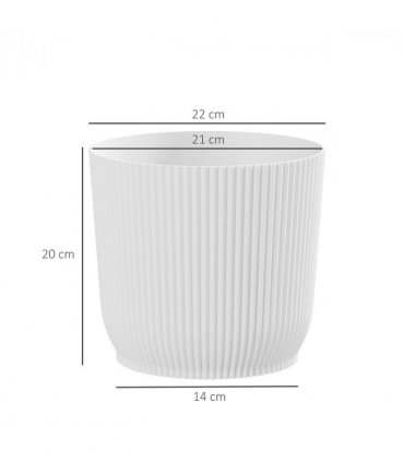 Outsunny Set of 2 Round Plant Pots Outdoor 22cm for Garden, White