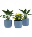Outsunny Set of 3 Round Plant Pots Outdoor 22cm for Garden Decoration, Blue