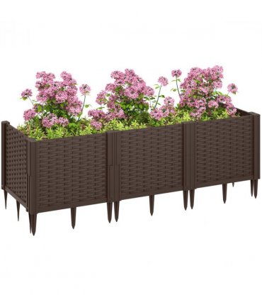 Outsunny Plastic Planter Box Kit, Modular Raised Bed for Flowers, Herbs