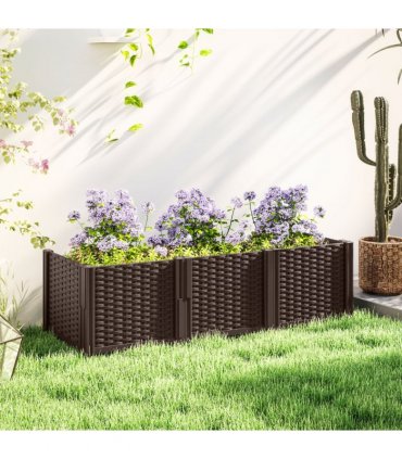 Outsunny Plastic Planter Box Kit, Modular Raised Bed for Flowers, Herbs