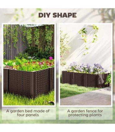 Outsunny Plastic Planter Box Kit, Modular Raised Bed for Flowers, Herbs