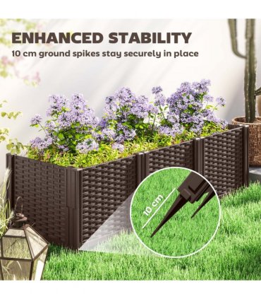 Outsunny Plastic Planter Box Kit, Modular Raised Bed for Flowers, Herbs