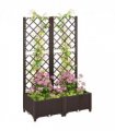 Outsunny Plastic Planter Box with Trellis, Vegetable Planter w/ Drain Plugs