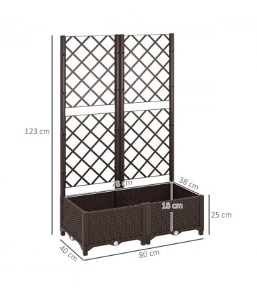 Outsunny Plastic Planter Box with Trellis, Vegetable Planter w/ Drain Plugs