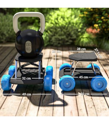 Outsunny Garden Cart with Wheels, Tool Tray for Weeding, Planting, Blue
