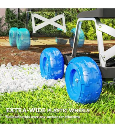 Outsunny Garden Cart with Wheels, Tool Tray for Weeding, Planting, Blue