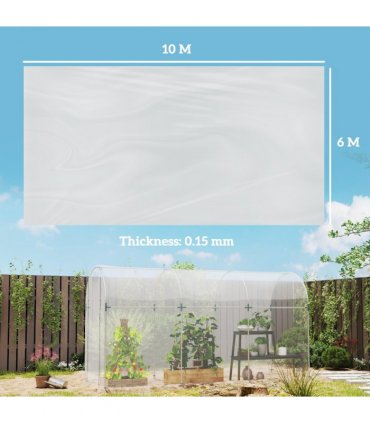 Outsunny 6 X 10m UV Resistant Waterproof Plastic Polytunnel Cover, Clear