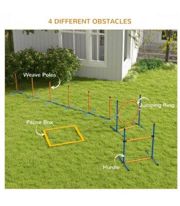 PawHut 4 Pcs Dog Agility Training Equipment, Dog Outdoor Games w/ Carry Bag