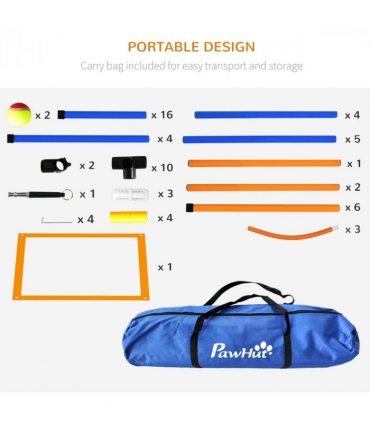 PawHut 4 Pcs Dog Agility Training Equipment, Dog Outdoor Games w/ Carry Bag