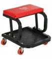 HOMCOM Workshop Stool, Rolling Mechanic Stool with 360 Degree Swivel, Red