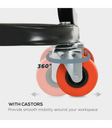 HOMCOM Workshop Stool, Rolling Mechanic Stool with 360 Degree Swivel, Red