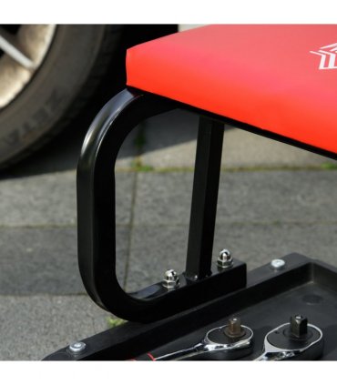 HOMCOM Workshop Stool, Rolling Mechanic Stool with 360 Degree Swivel, Red
