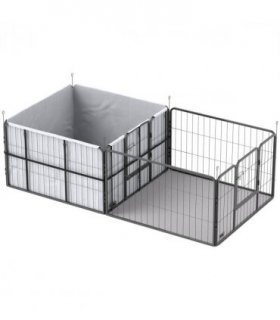 PawHut 7 Panel Whelping Box for Dogs and Puppies, Dog Playpen with Pee Pads
