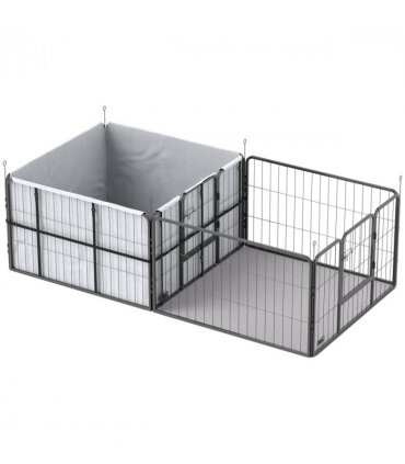 PawHut 7 Panel Whelping Box for Dogs and Puppies, Dog Playpen with Pee Pads