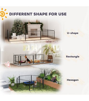 PawHut 7 Panel Whelping Box for Dogs and Puppies, Dog Playpen with Pee Pads
