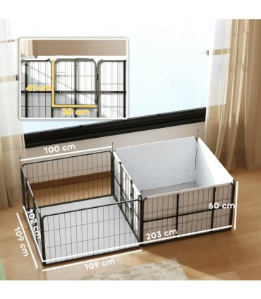 PawHut 7 Panel Whelping Box for Dogs and Puppies, Dog Playpen with Pee Pads