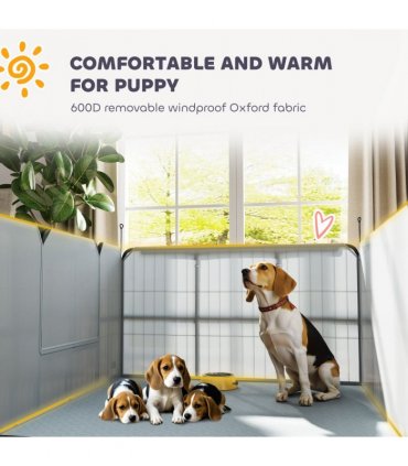 PawHut Dog Whelping Box w/ Washable Pee Pad, Windproof Cloth, Black