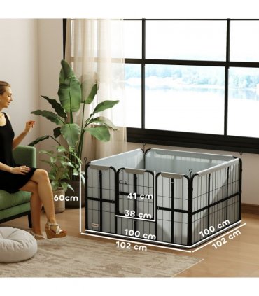 PawHut Dog Whelping Box w/ Washable Pee Pad, Windproof Cloth, Black