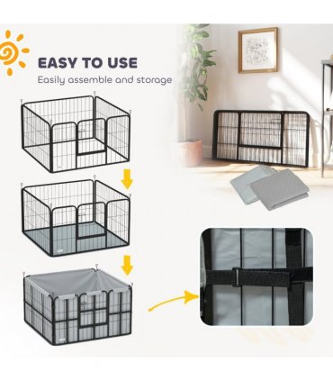 PawHut Dog Whelping Box w/ Washable Pee Pad, Windproof Cloth, Black
