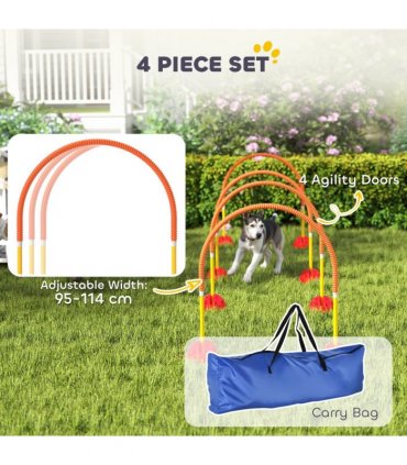 PawHut 4 Piece Dog Agility Training Equipment with Carry Bag, Orange