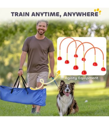 PawHut 4 Piece Dog Agility Training Equipment with Carry Bag, Orange